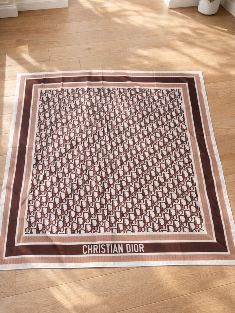 Christian Dior 100% Silk Oblique Large 50”X50”Square Scarf NWT Gift Ready w/ Box - Picture 2 of 4